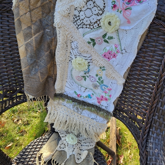 Artsy Boho Upcycled Scarf/Wrap - Picture 4 of 16